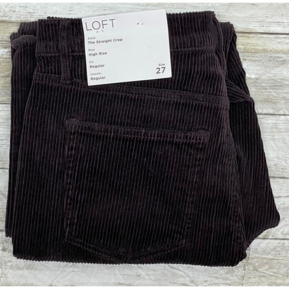 LOFT The Straight Crop High Rise Corduroy‎ Pants Women's Size 27/4 deep purple